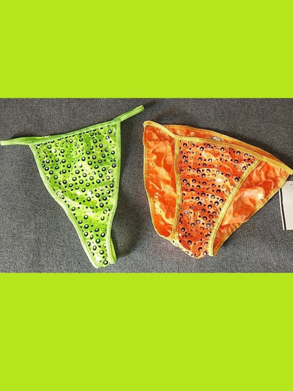 Y2K Vintage 2000 NEON Sequin String Bikini Panties Lingerie Party Dance Sz 6/M
